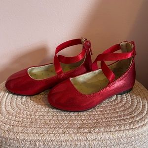 EUC Cat and Jack Toddler Girls’ Size 7 Slip-On Red Sparkly Ballet Flats